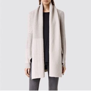 All Saints Wool Alpaca Blend Gray Link Cardigan Oversized Chunky Size Medium